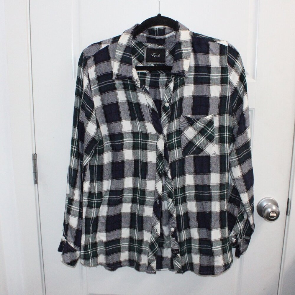 Rails Hunter Plaid Button Down Long Sleeve Shirt Size‎ XS Dark Green Navy